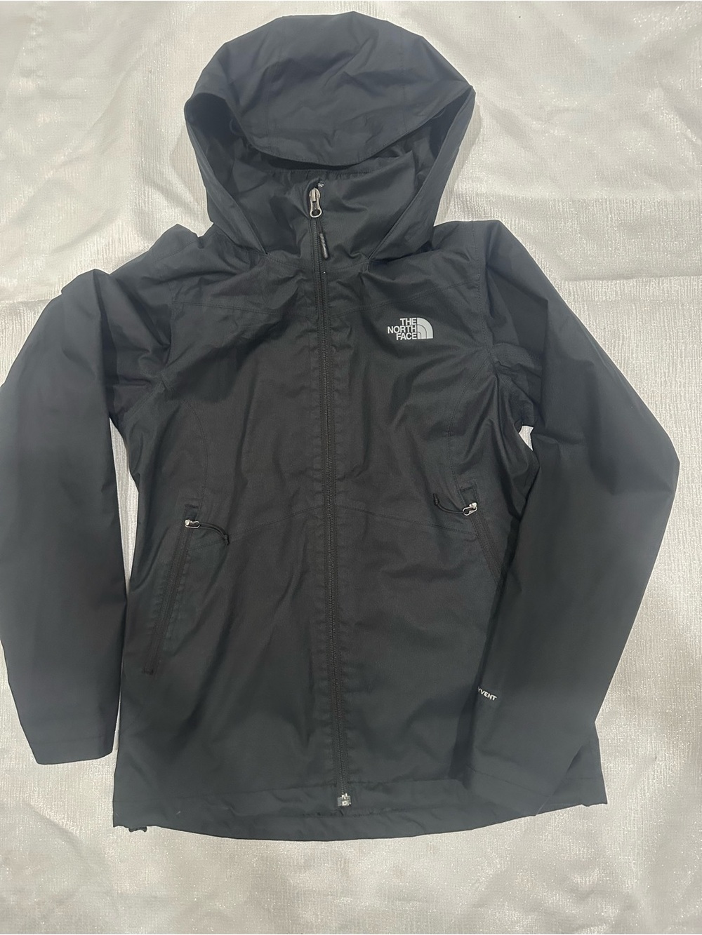 The North Face woman Black Hooded Rain Jacket